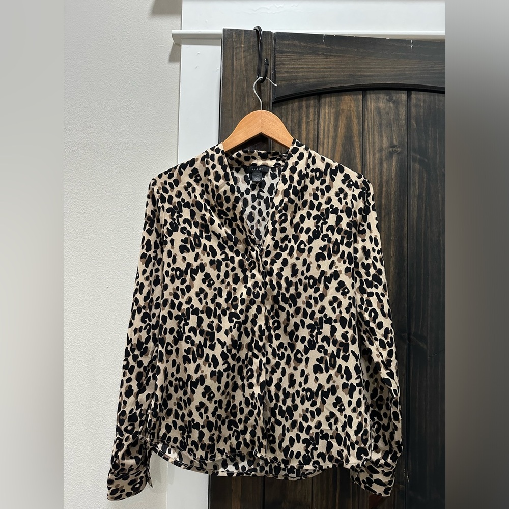 HALOGEN CHEETAH PRINT BLOUSE TOP